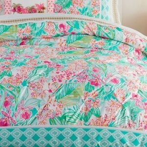 Lilly Pulitzer Pottery Barn Teen Orchid Boarder Duvet Cover EUC